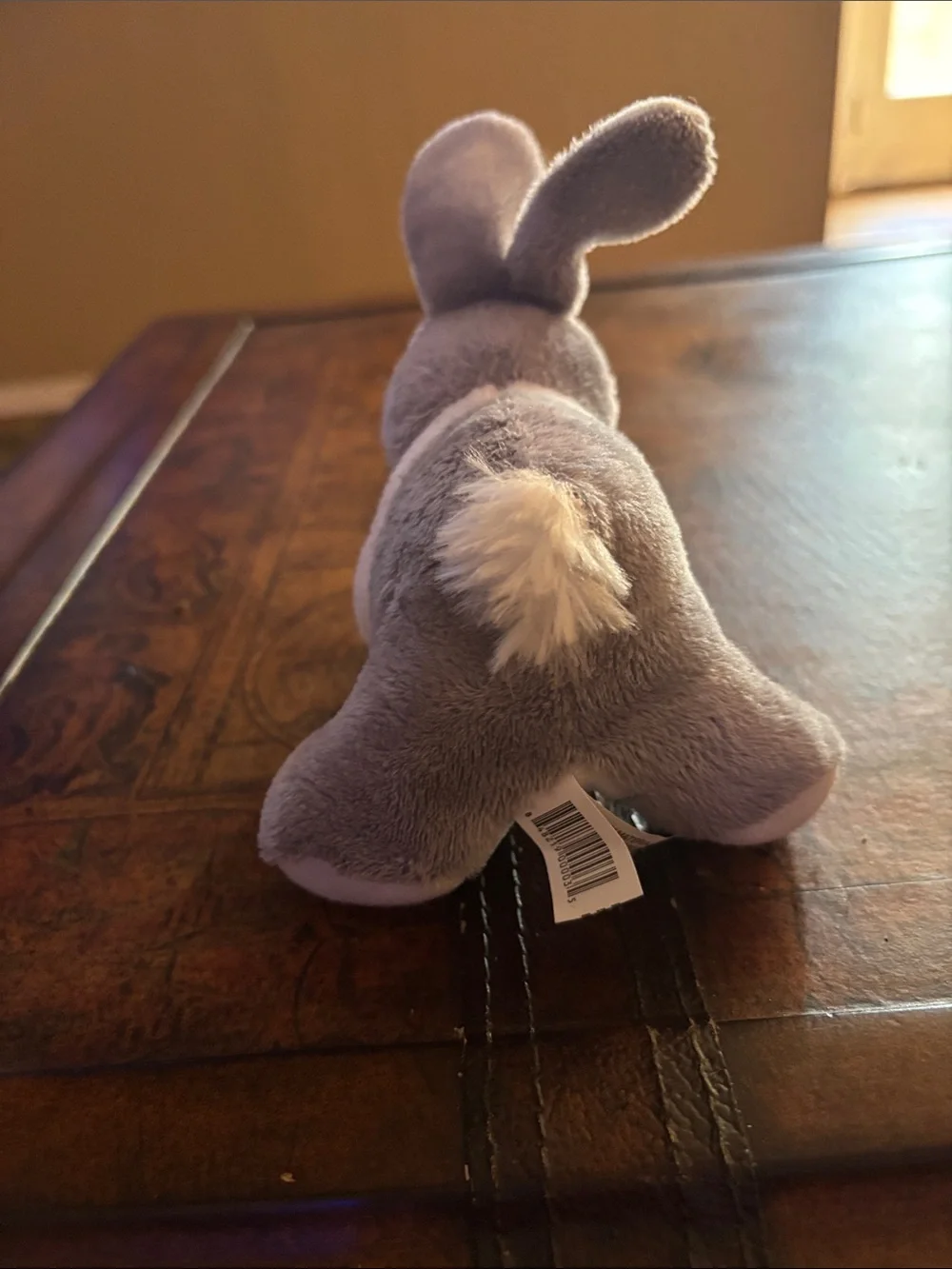 Plush Grey and White Bunny Stuffed Animal.